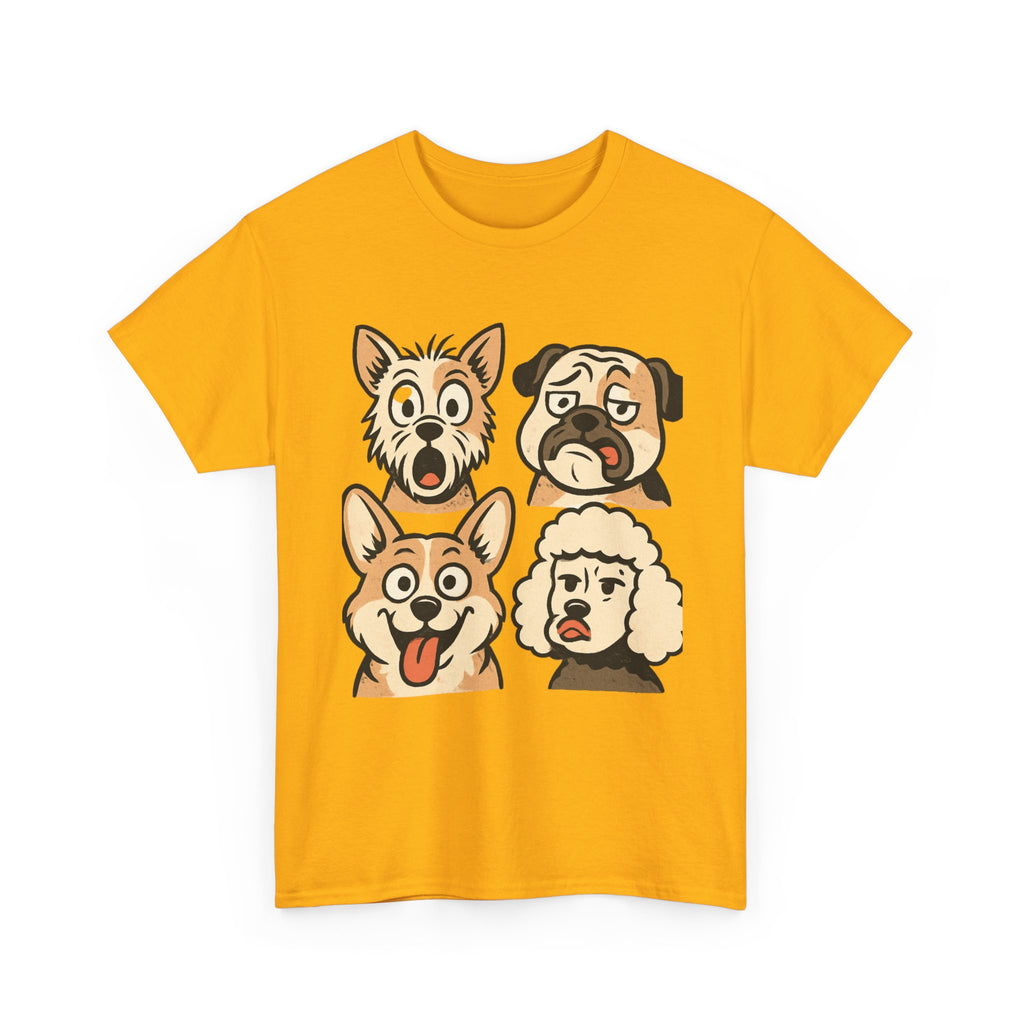 Dog Faces Unisex Tee - Cute Cartoon Pug, Corgi & Pup Graphic T-Shirt