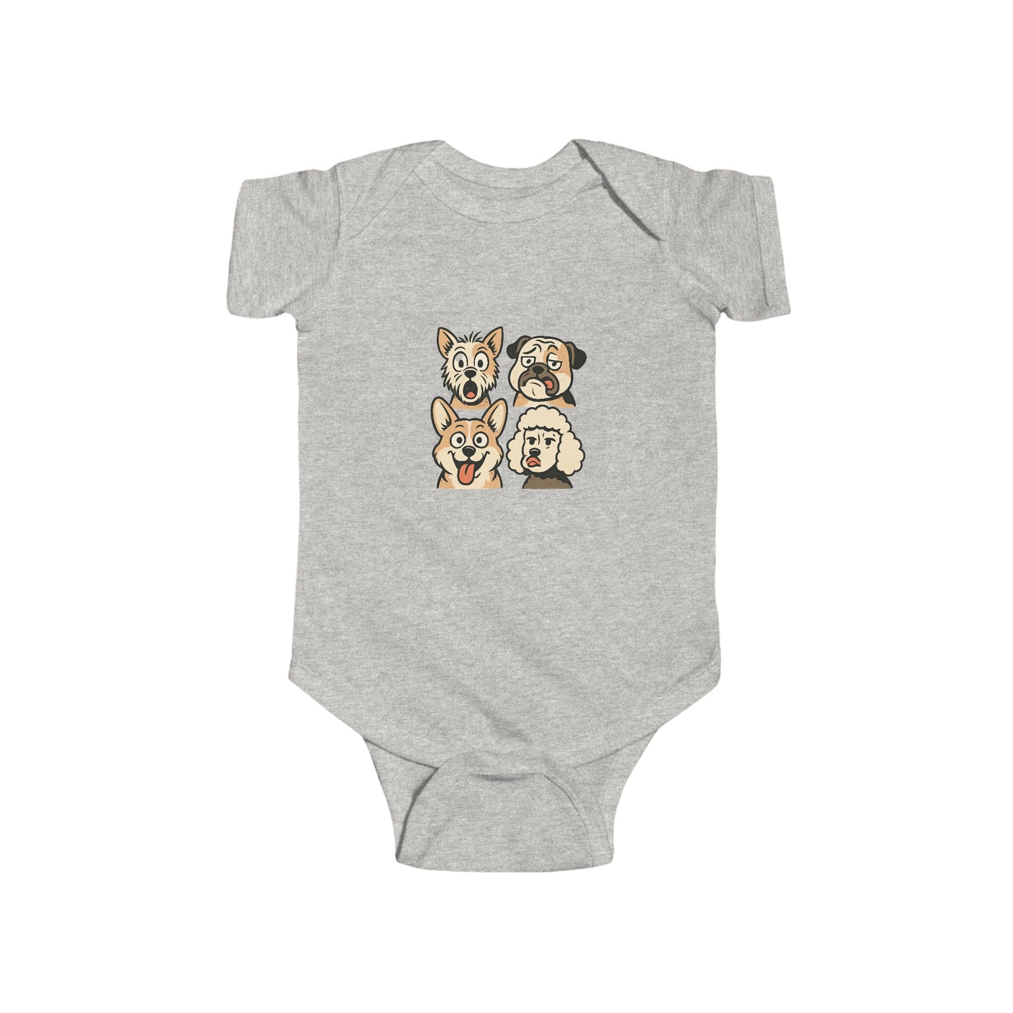 Cute Cartoon Dogs Infant Bodysuit — Puppy Faces Baby Onesie