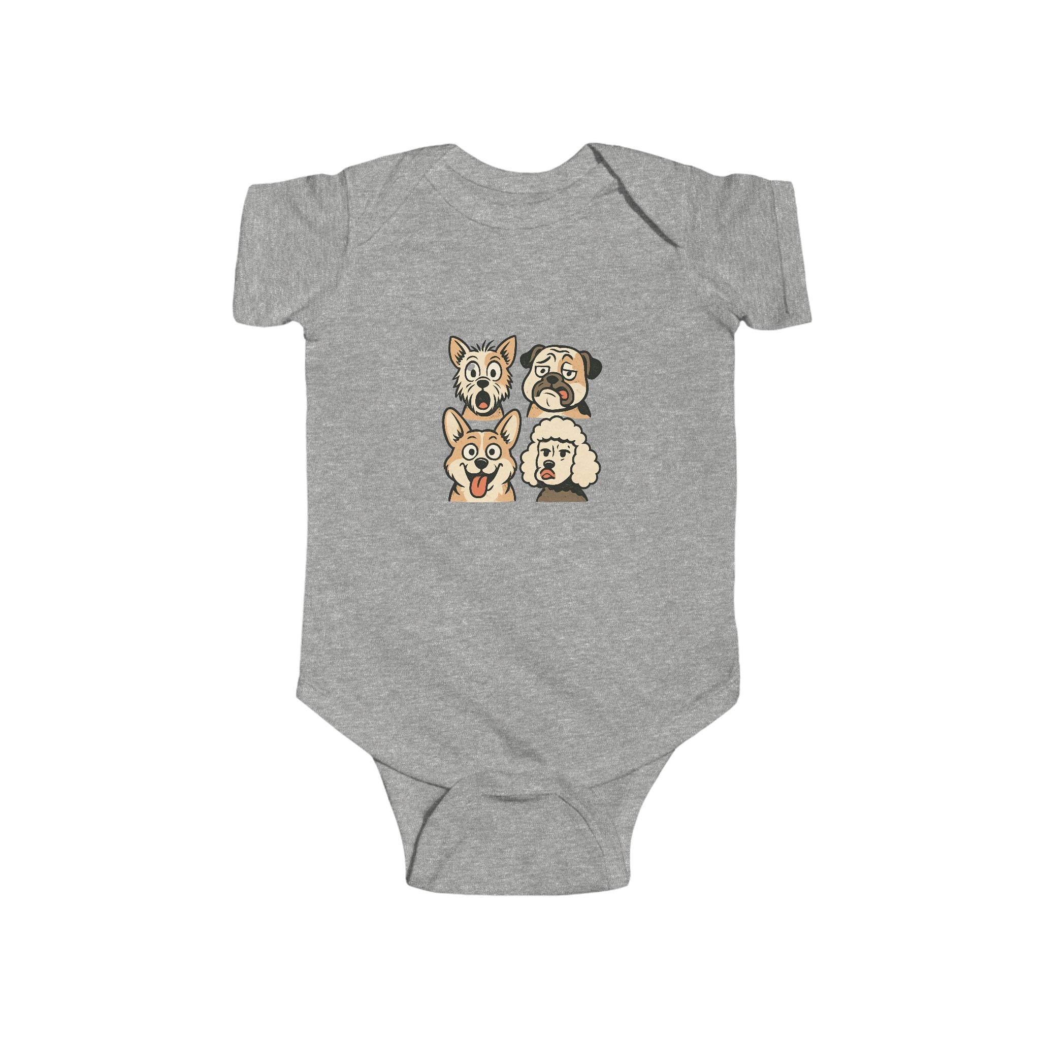 Cute Cartoon Dogs Infant Bodysuit — Puppy Faces Baby Onesie