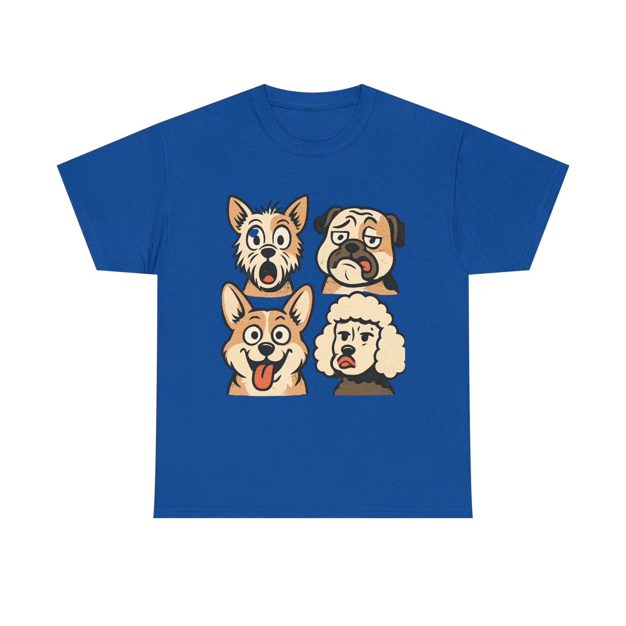 Dog Faces Unisex Tee - Cute Cartoon Pug, Corgi & Pup Graphic T-Shirt