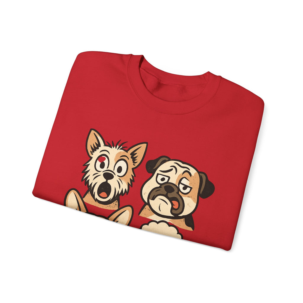Dog Faces Crewneck Sweatshirt - Cute Cartoon Pug, Corgi & Poodle Graphic