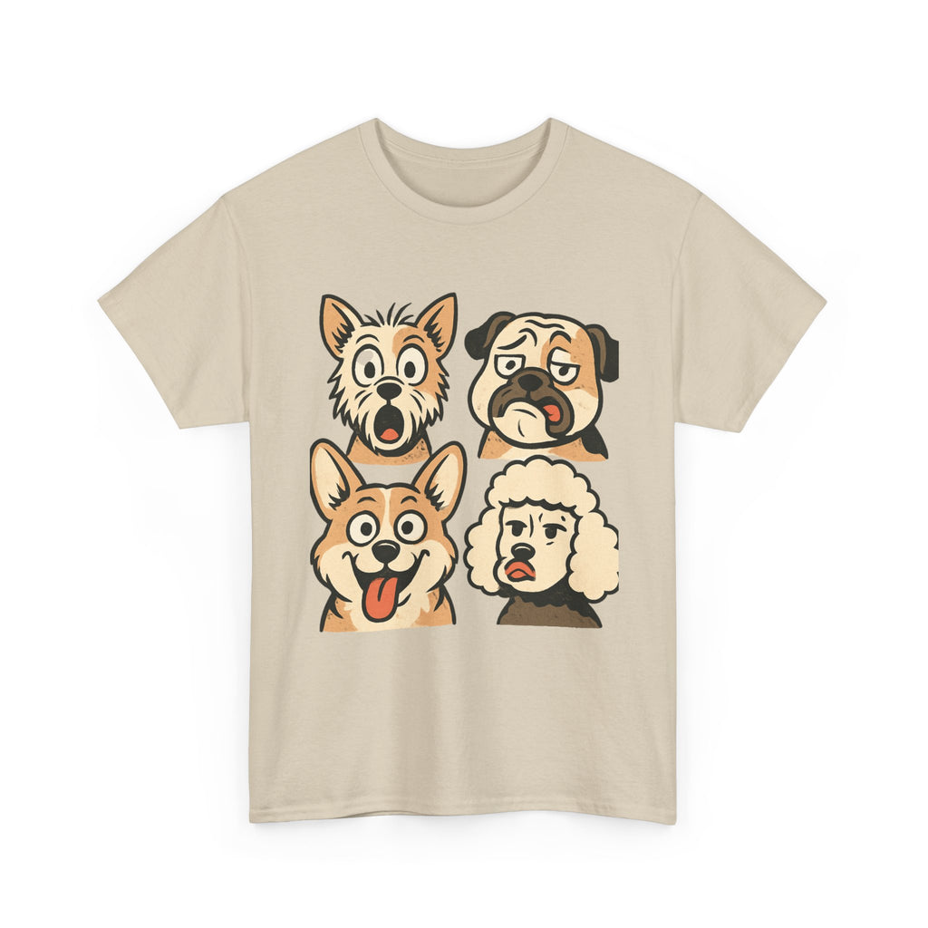 Dog Faces Unisex Tee - Cute Cartoon Pug, Corgi & Pup Graphic T-Shirt