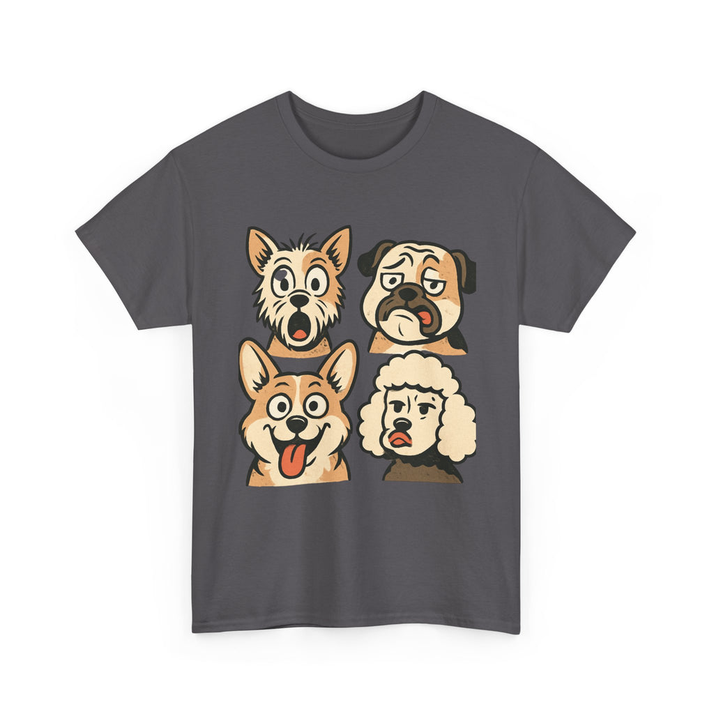 Dog Faces Unisex Tee - Cute Cartoon Pug, Corgi & Pup Graphic T-Shirt