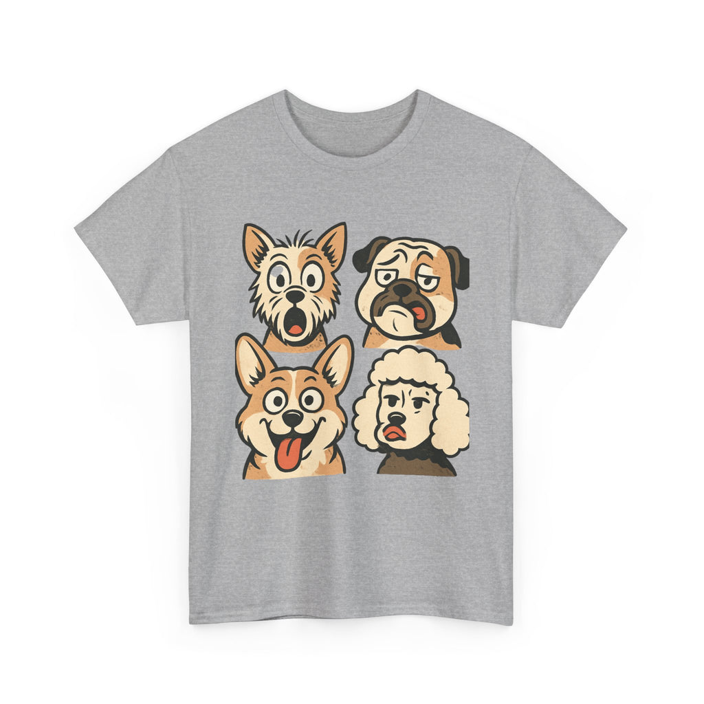 Dog Faces Unisex Tee - Cute Cartoon Pug, Corgi & Pup Graphic T-Shirt
