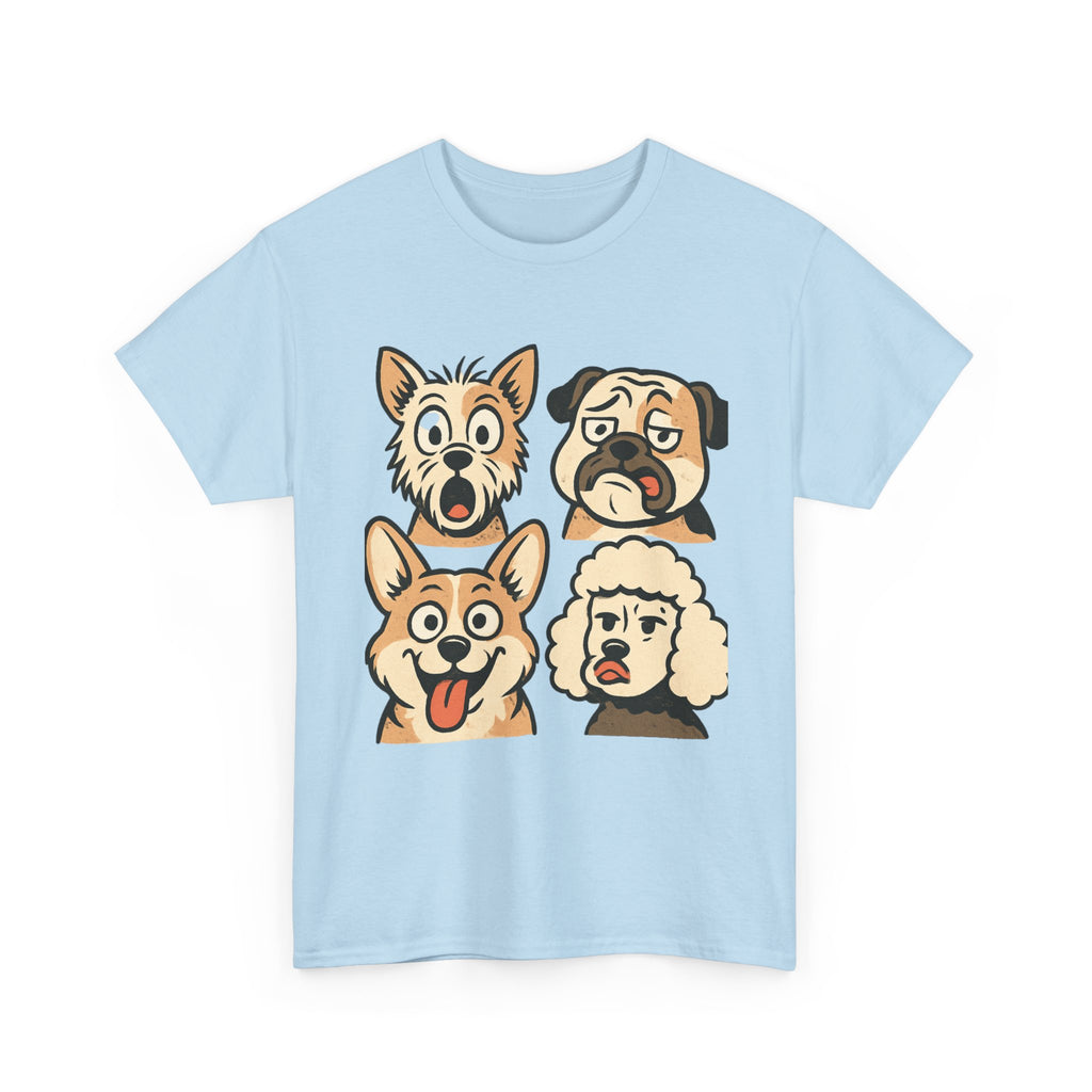 Dog Faces Unisex Tee - Cute Cartoon Pug, Corgi & Pup Graphic T-Shirt