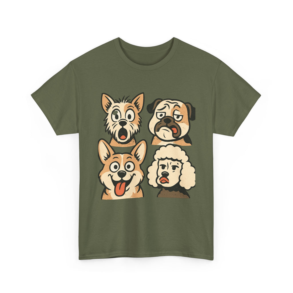 Dog Faces Unisex Tee - Cute Cartoon Pug, Corgi & Pup Graphic T-Shirt