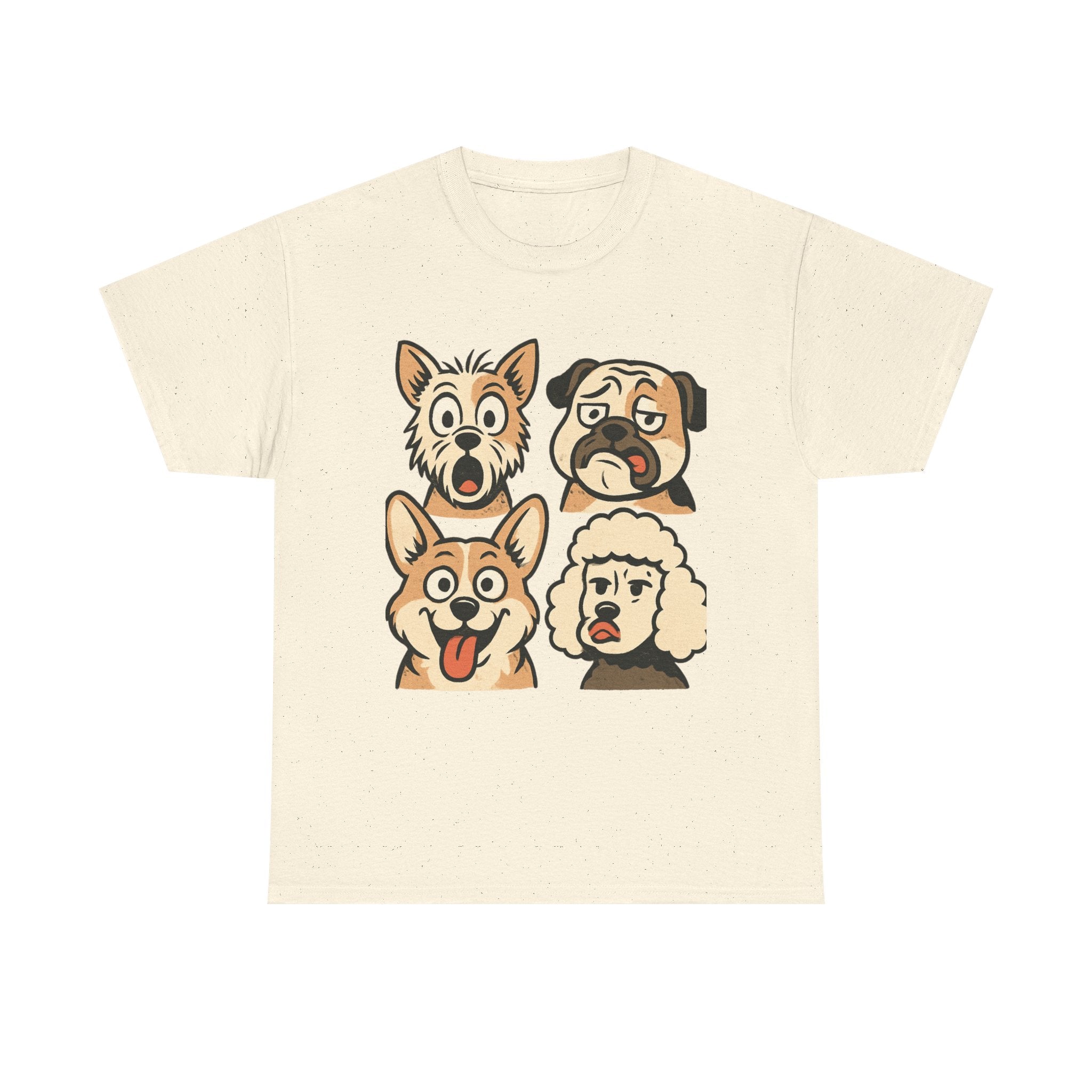 Dog Faces Unisex Tee - Cute Cartoon Pug, Corgi & Pup Graphic T-Shirt