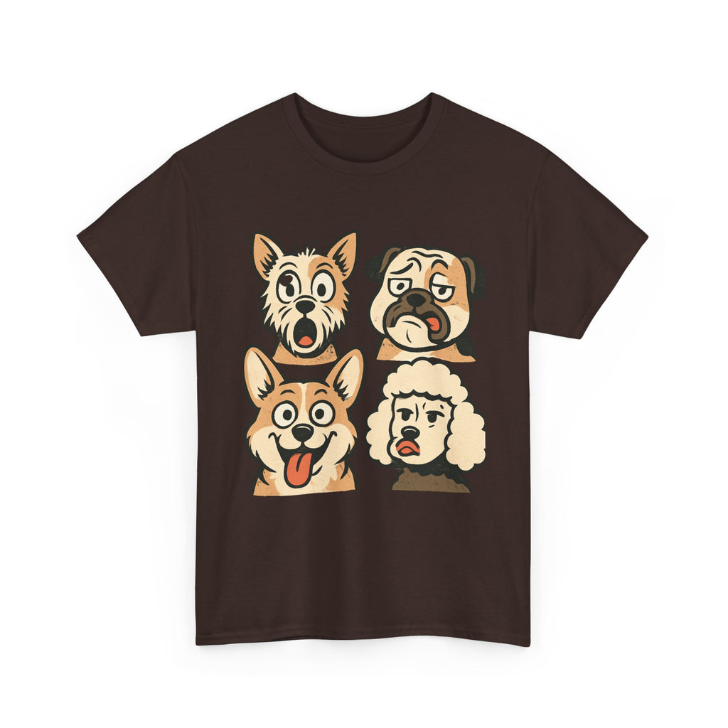 Dog Faces Unisex Tee - Cute Cartoon Pug, Corgi & Pup Graphic T-Shirt