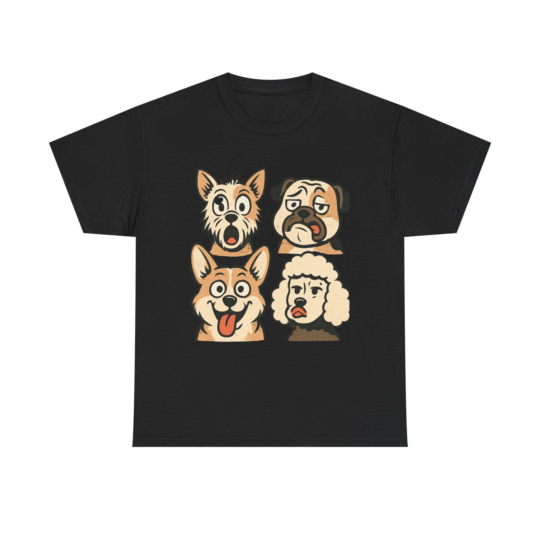 Dog Faces Unisex Tee - Cute Cartoon Pug, Corgi & Pup Graphic T-Shirt