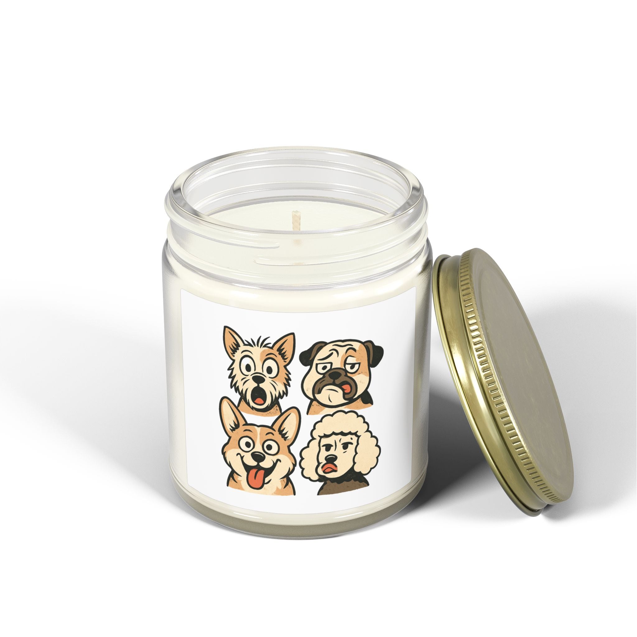 Scented Candle, Dog Faces Soy Jar, Coconut Apricot (4oz, 9oz)