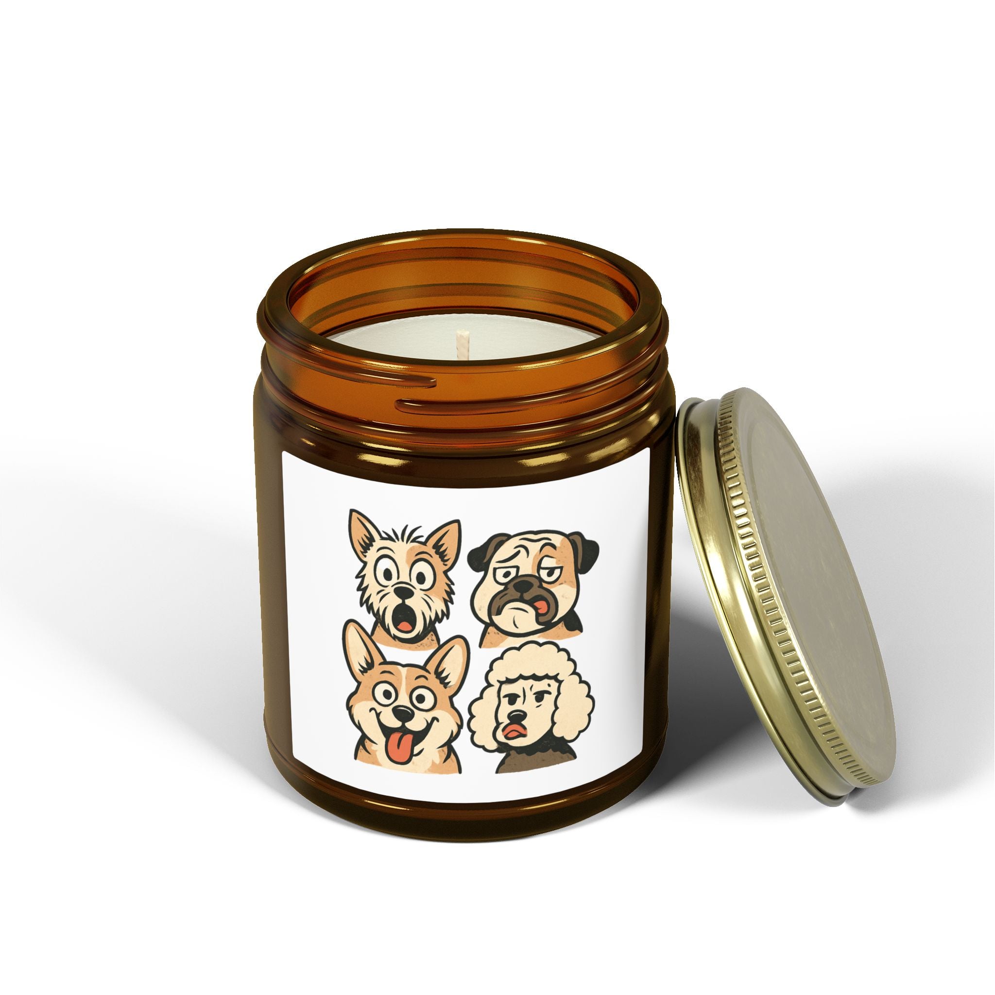 Scented Candle, Dog Faces Soy Jar, Coconut Apricot (4oz, 9oz)