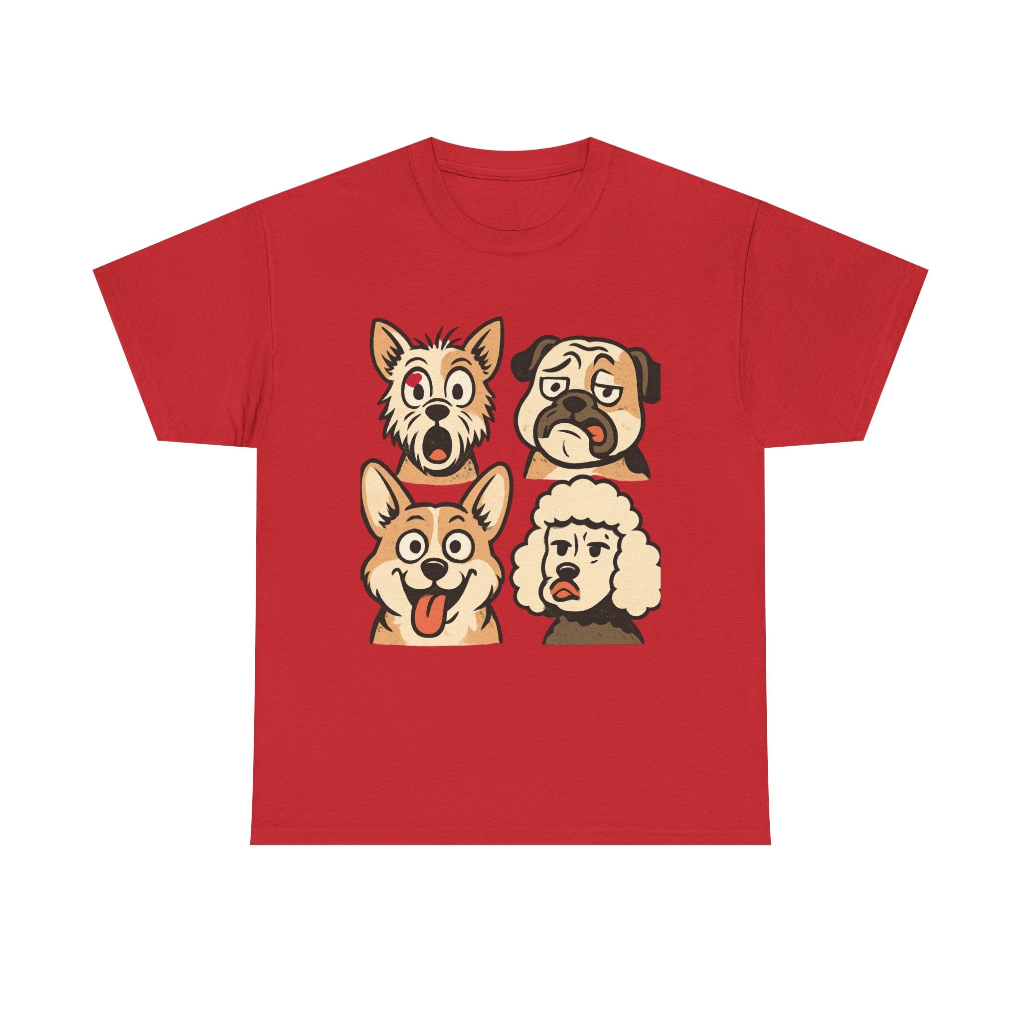 Dog Faces Unisex Tee - Cute Cartoon Pug, Corgi & Pup Graphic T-Shirt