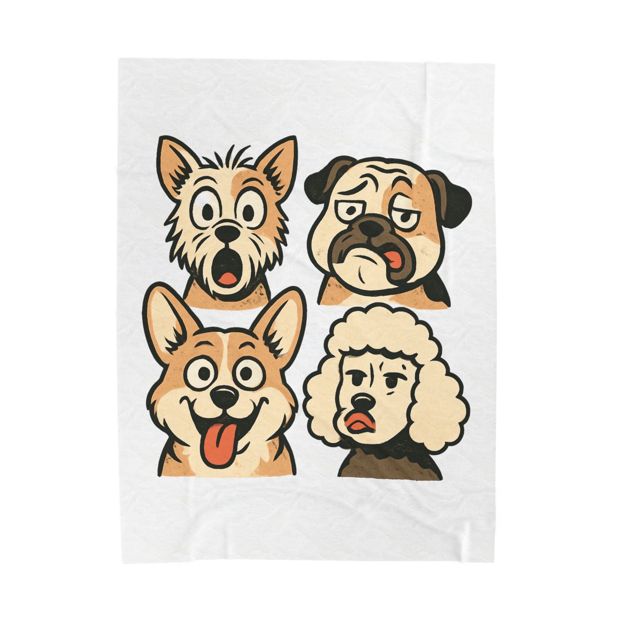 Velveteen Plush Blanket - Cute Cartoon Dogs Throw