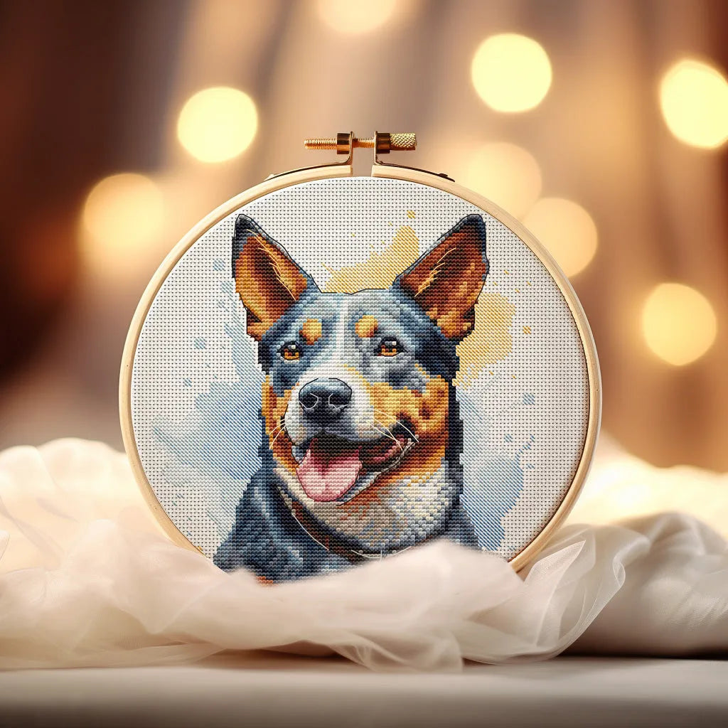 Watercolor Australian Cattle Dog - PDF Cross Stitch Pattern