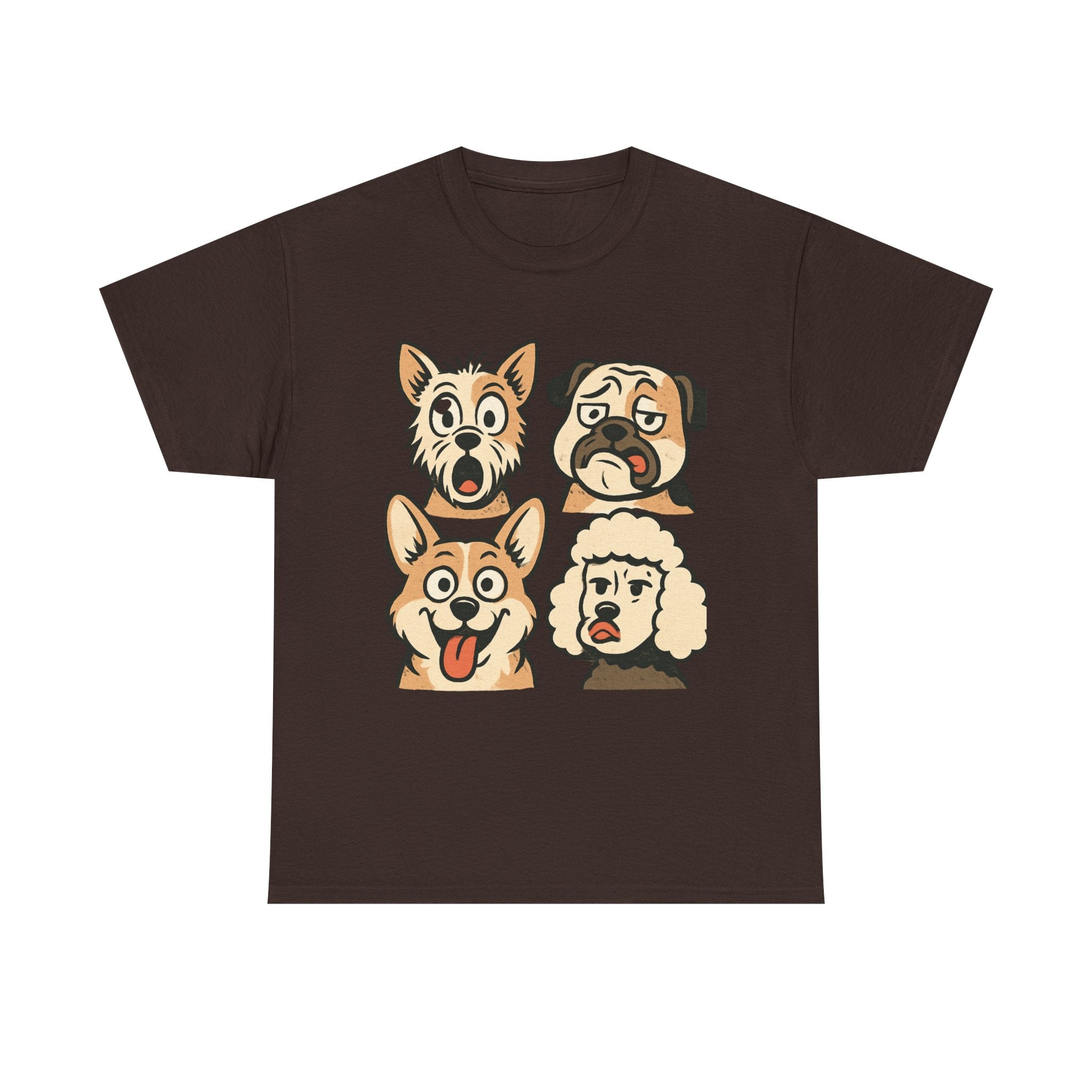 Dog Faces Unisex Tee - Cute Cartoon Pug, Corgi & Pup Graphic T-Shirt