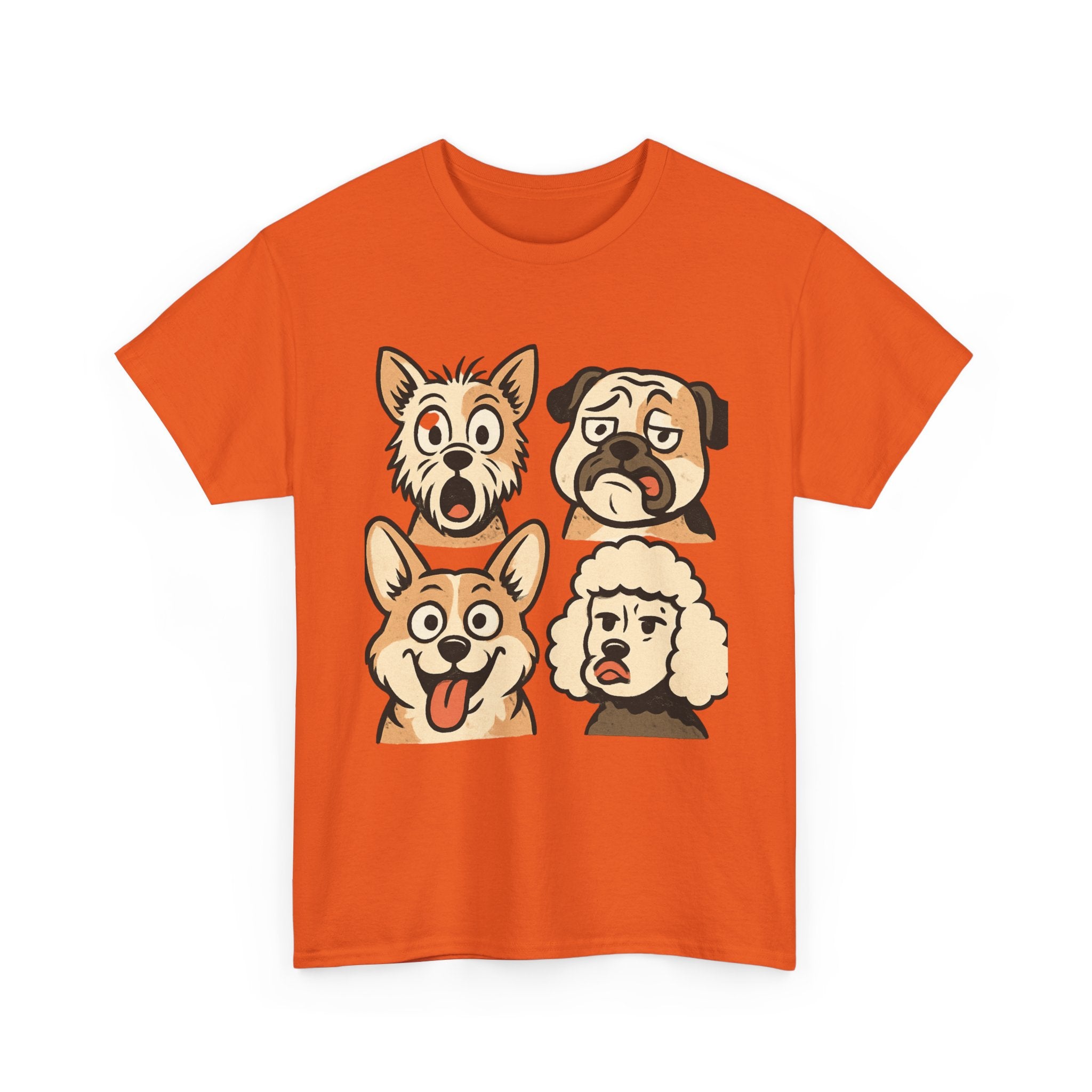 Dog Faces Unisex Tee - Cute Cartoon Pug, Corgi & Pup Graphic T-Shirt
