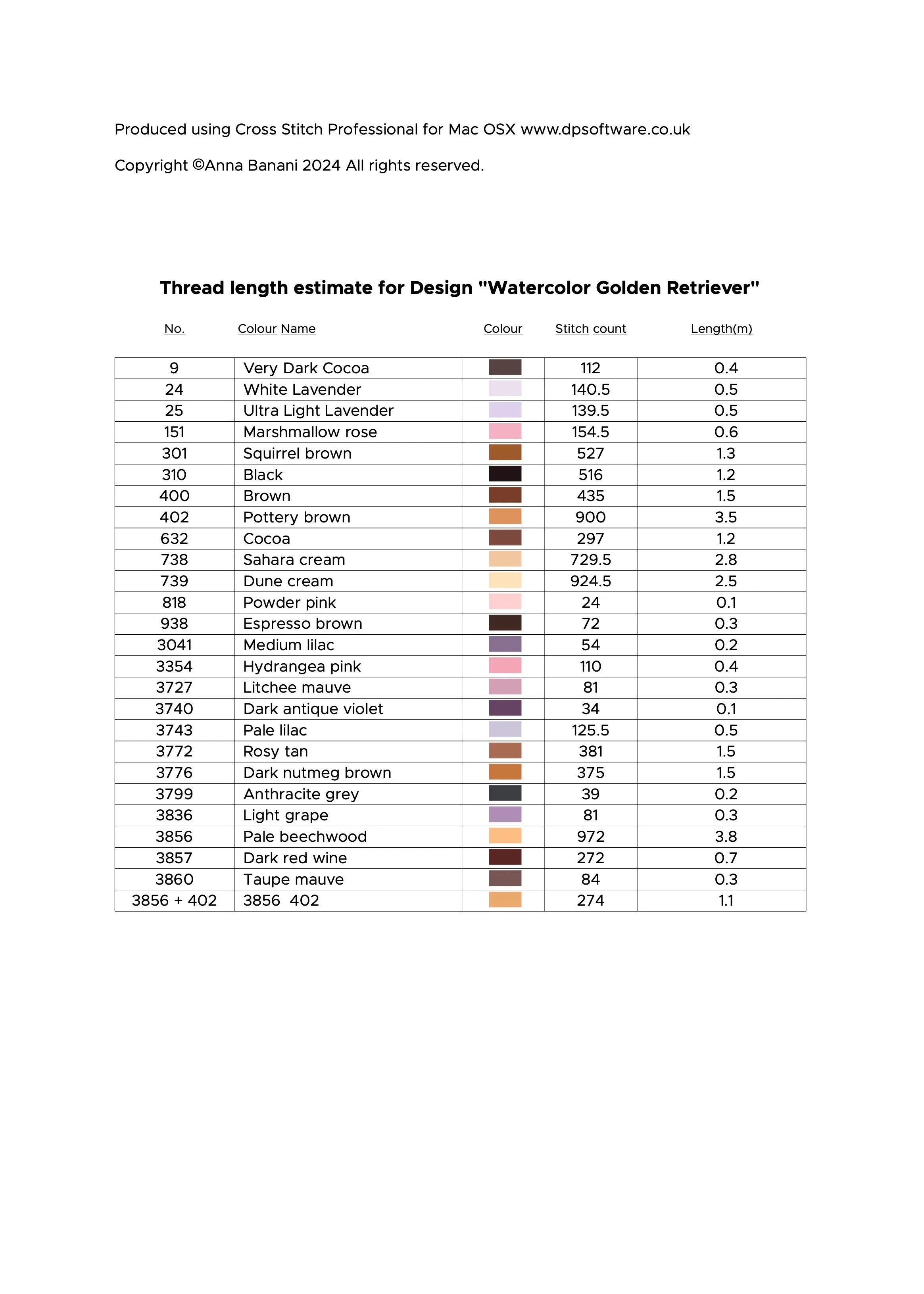 Watercolor Golden Retriever - PDF Cross Stitch Pattern