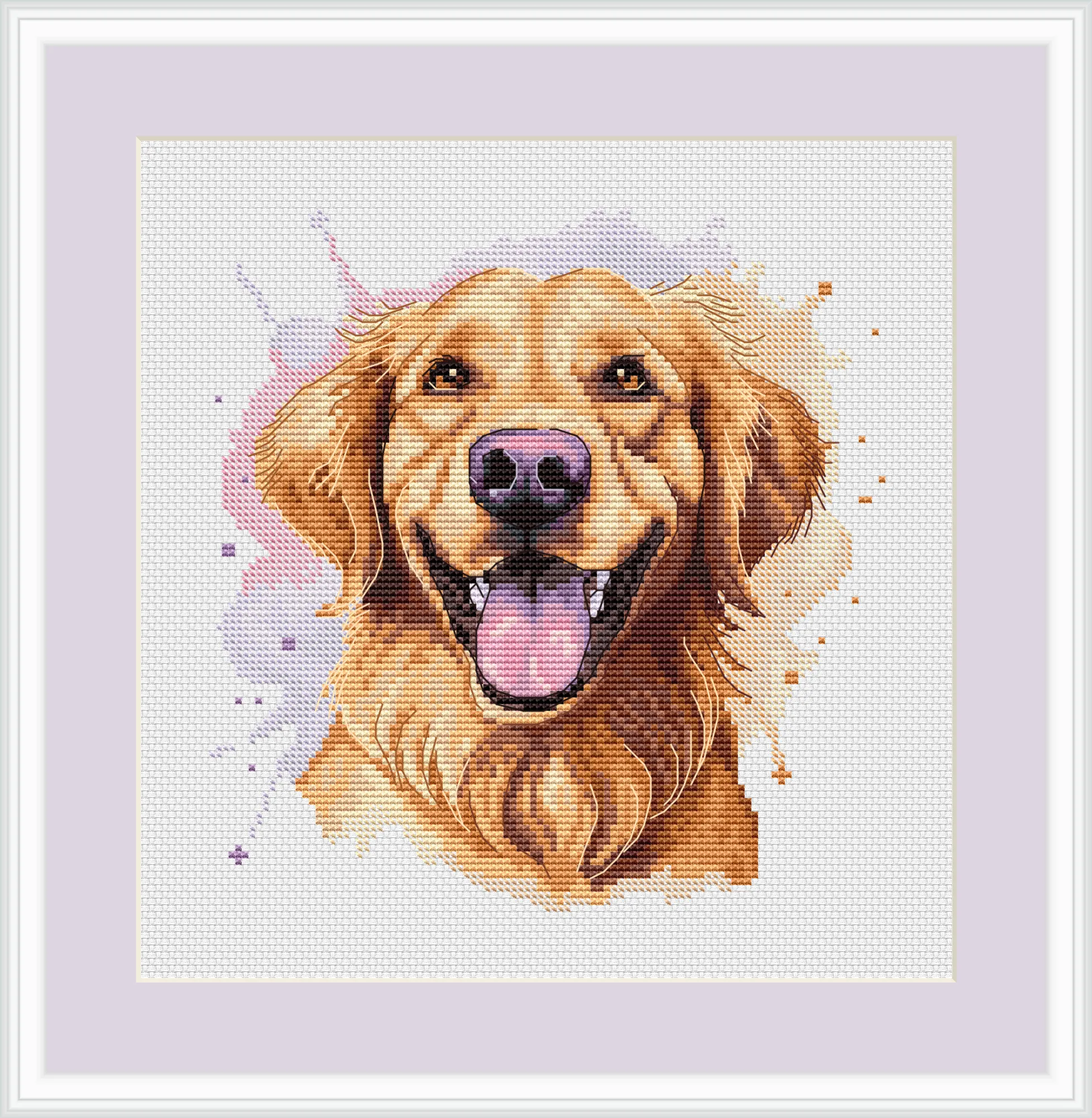 Watercolor Golden Retriever - PDF Cross Stitch Pattern