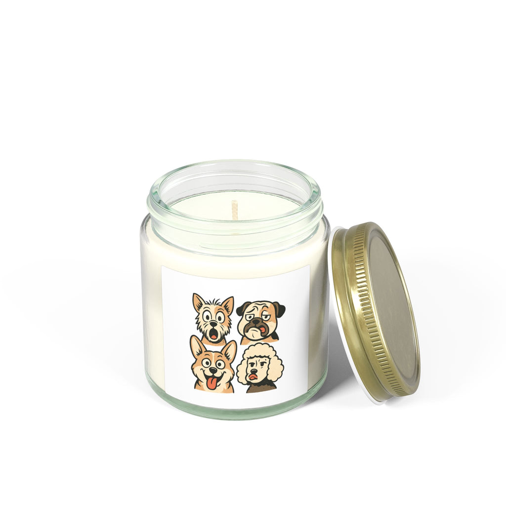 Scented Candle, Dog Faces Soy Jar, Coconut Apricot (4oz, 9oz)