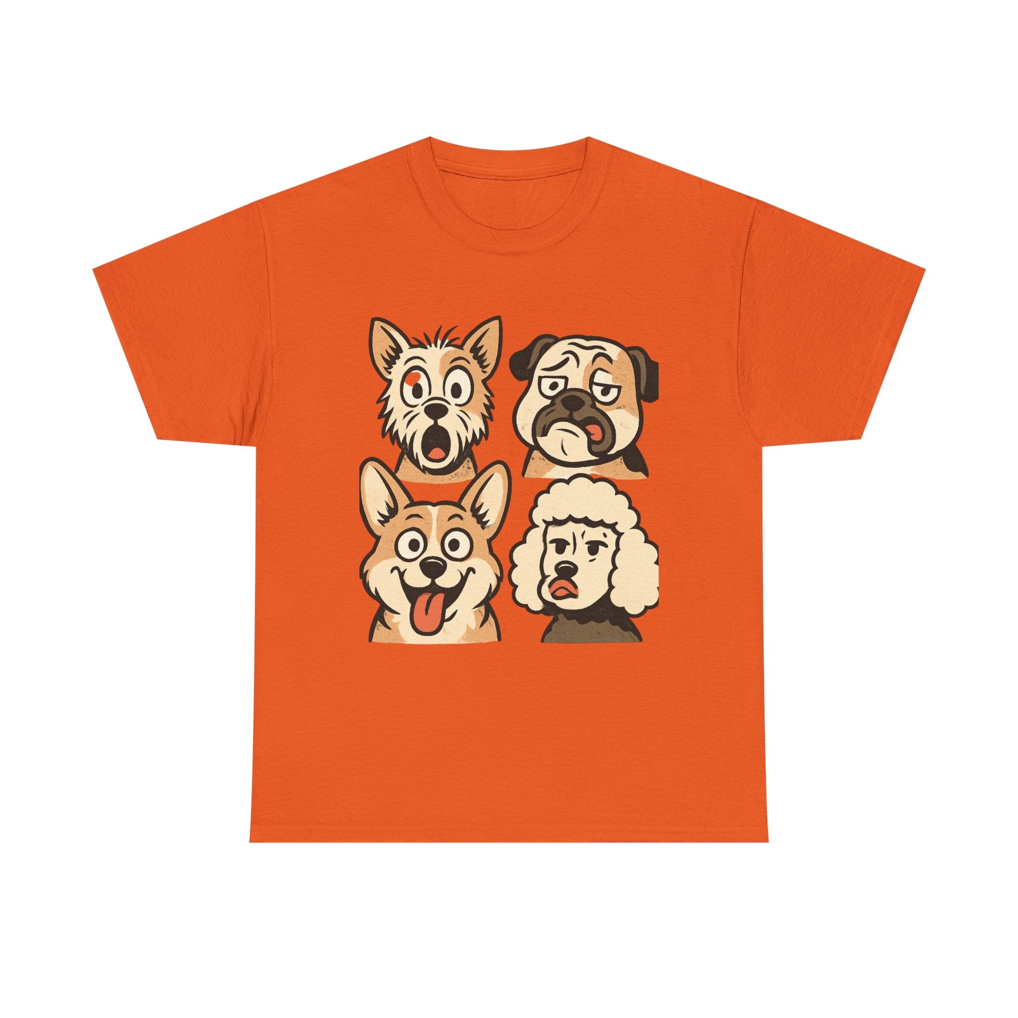 Dog Faces Unisex Tee - Cute Cartoon Pug, Corgi & Pup Graphic T-Shirt