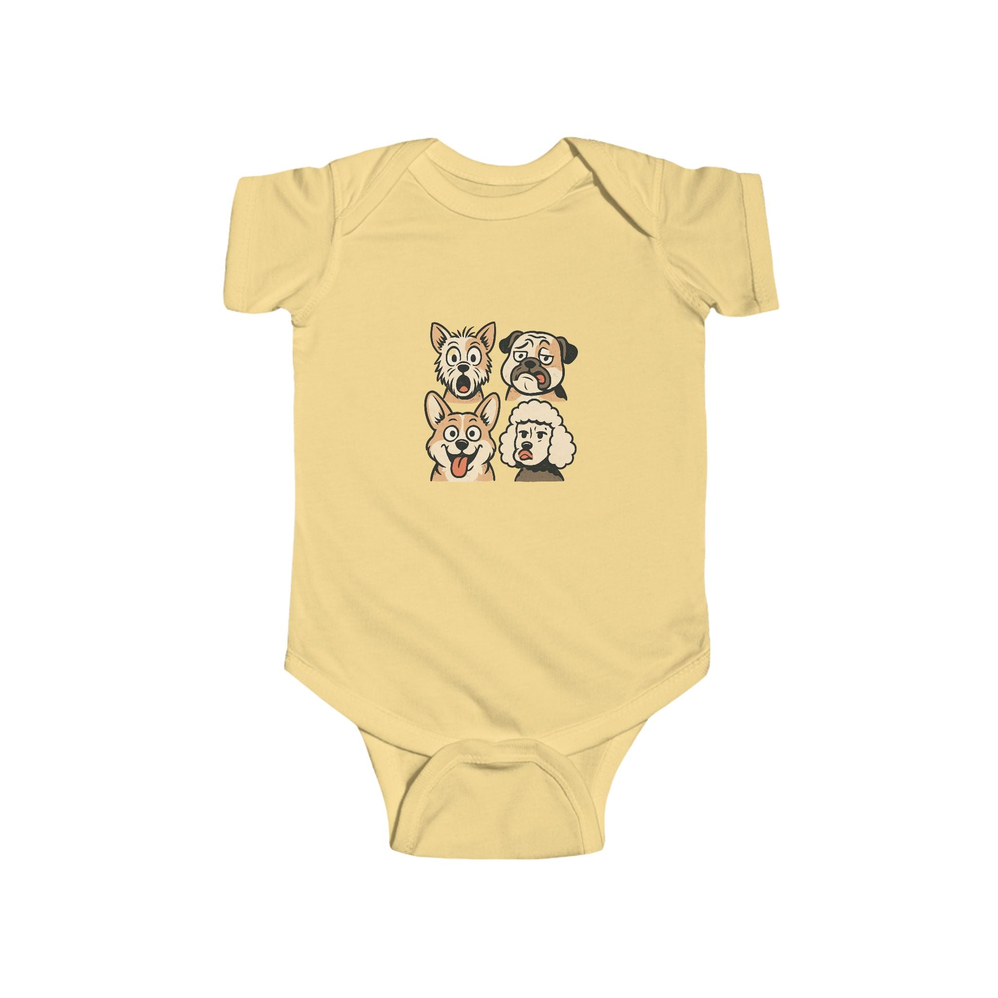 Cute Cartoon Dogs Infant Bodysuit — Puppy Faces Baby Onesie