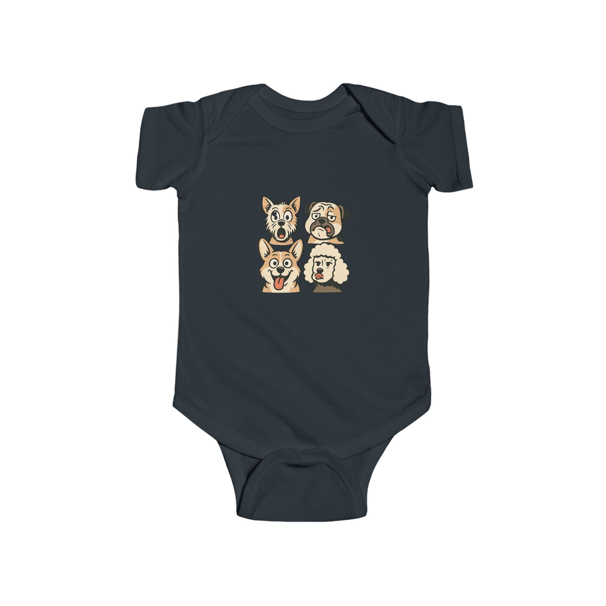 Cute Cartoon Dogs Infant Bodysuit — Puppy Faces Baby Onesie