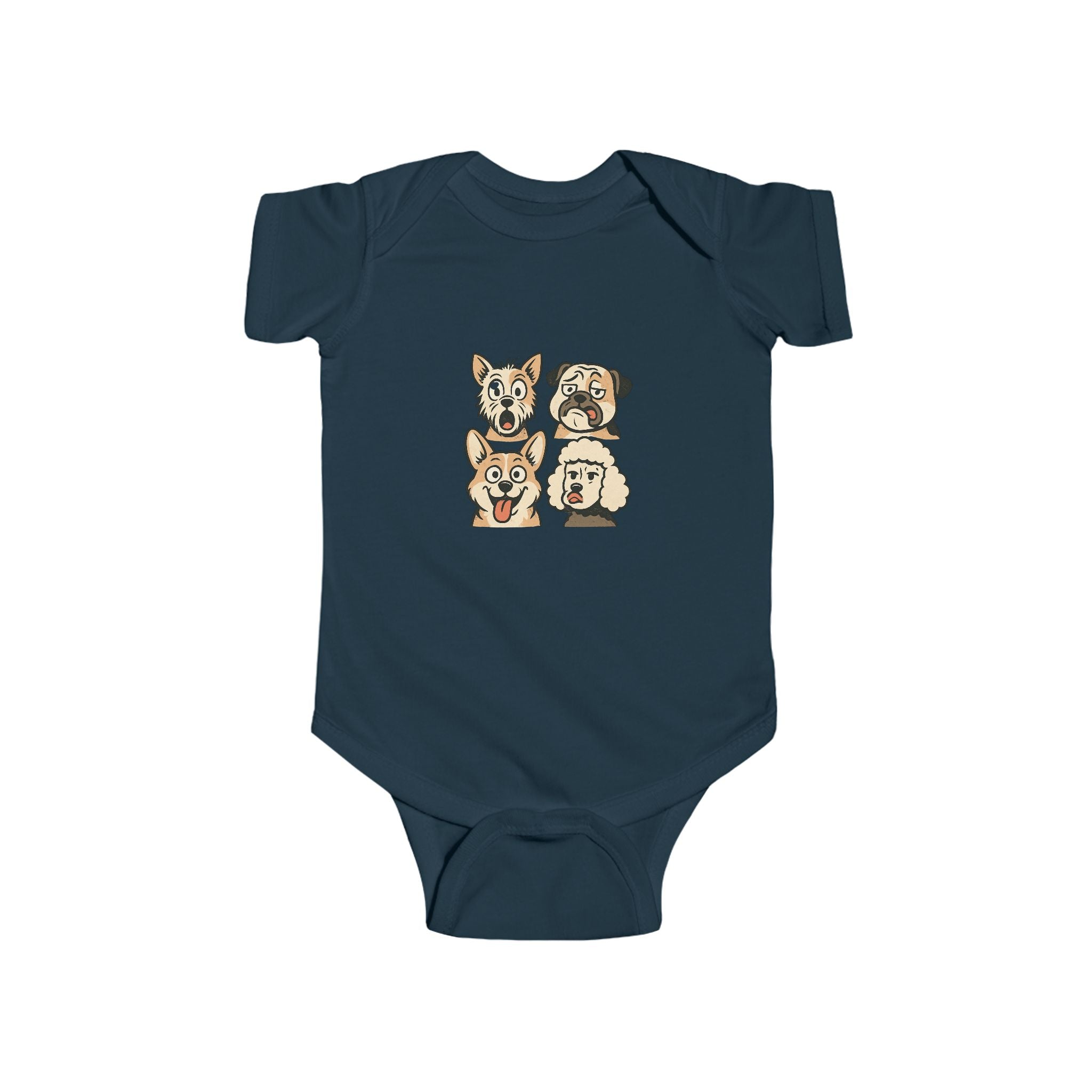 Cute Cartoon Dogs Infant Bodysuit — Puppy Faces Baby Onesie