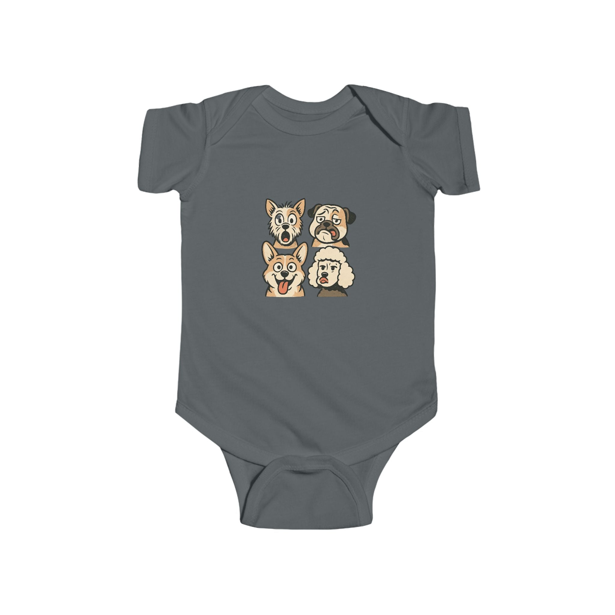 Cute Cartoon Dogs Infant Bodysuit — Puppy Faces Baby Onesie