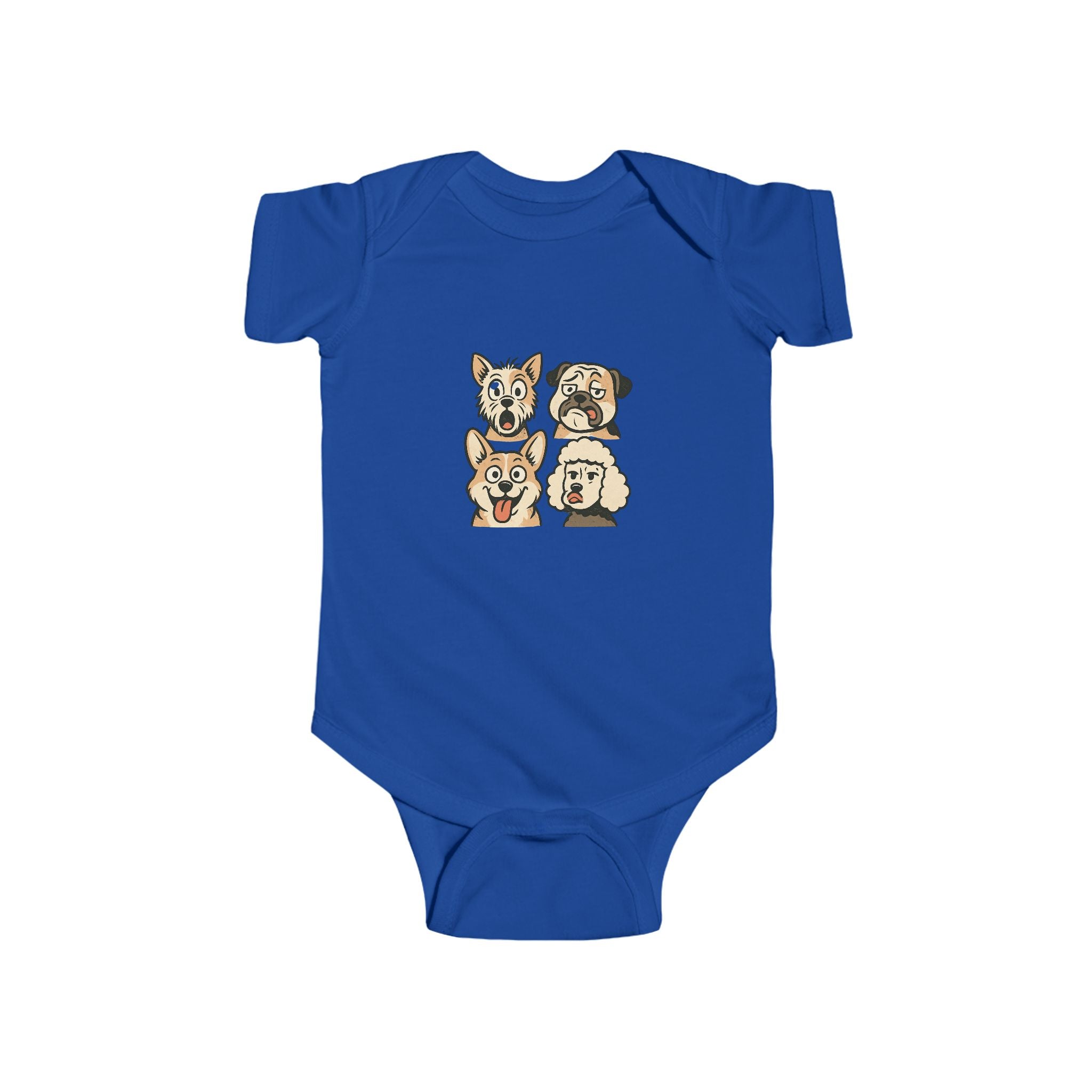 Cute Cartoon Dogs Infant Bodysuit — Puppy Faces Baby Onesie