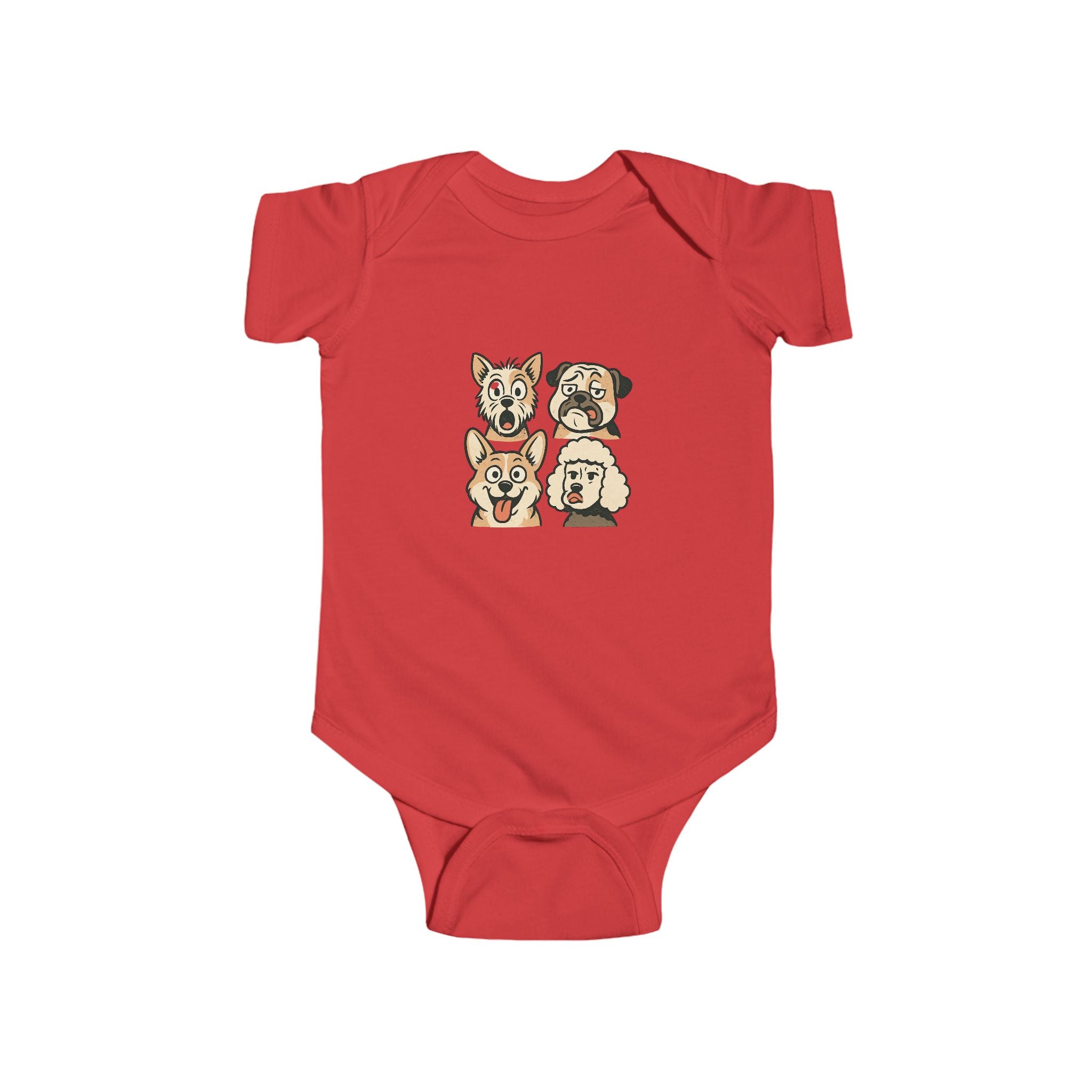 Cute Cartoon Dogs Infant Bodysuit — Puppy Faces Baby Onesie