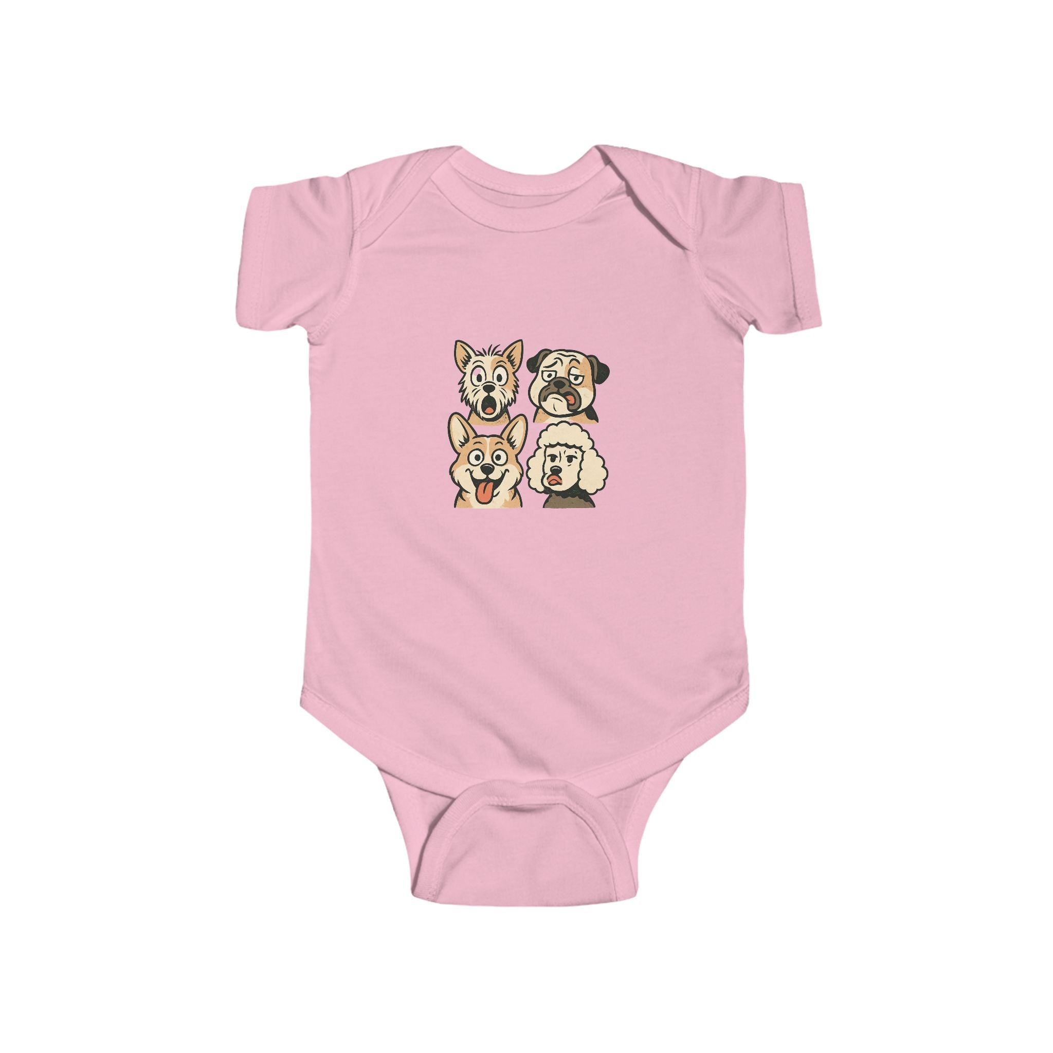 Cute Cartoon Dogs Infant Bodysuit — Puppy Faces Baby Onesie