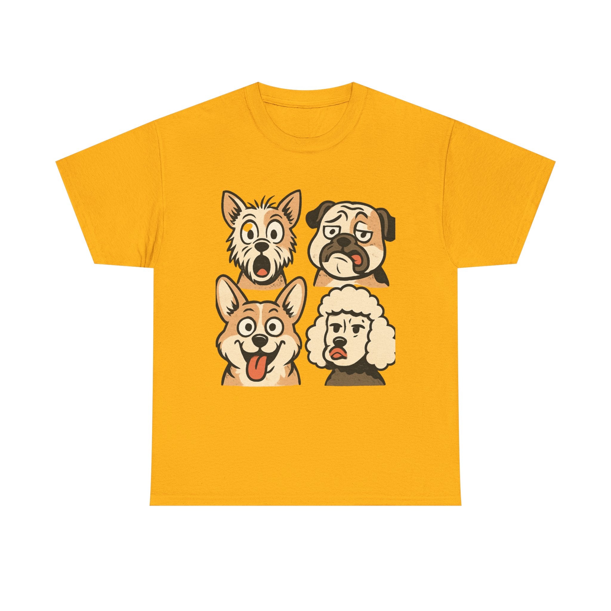 Dog Faces Unisex Tee - Cute Cartoon Pug, Corgi & Pup Graphic T-Shirt