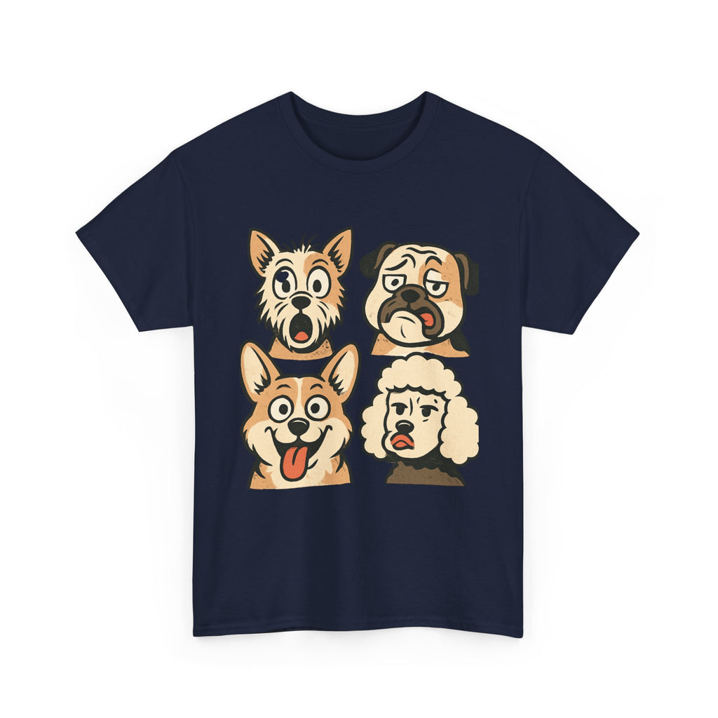 Dog Faces Unisex Tee - Cute Cartoon Pug, Corgi & Pup Graphic T-Shirt